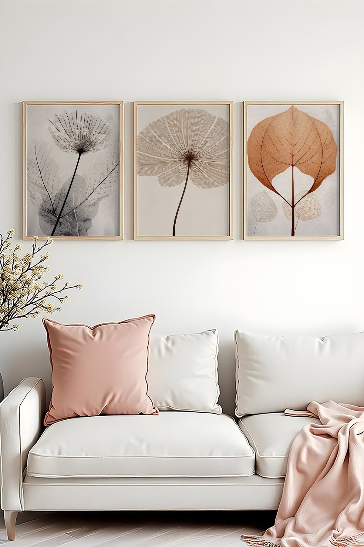 Quadro Decorativo MDF Emoldurado Multicolor 30x40cm - Conjunto 3 Peças Madeira Maciça