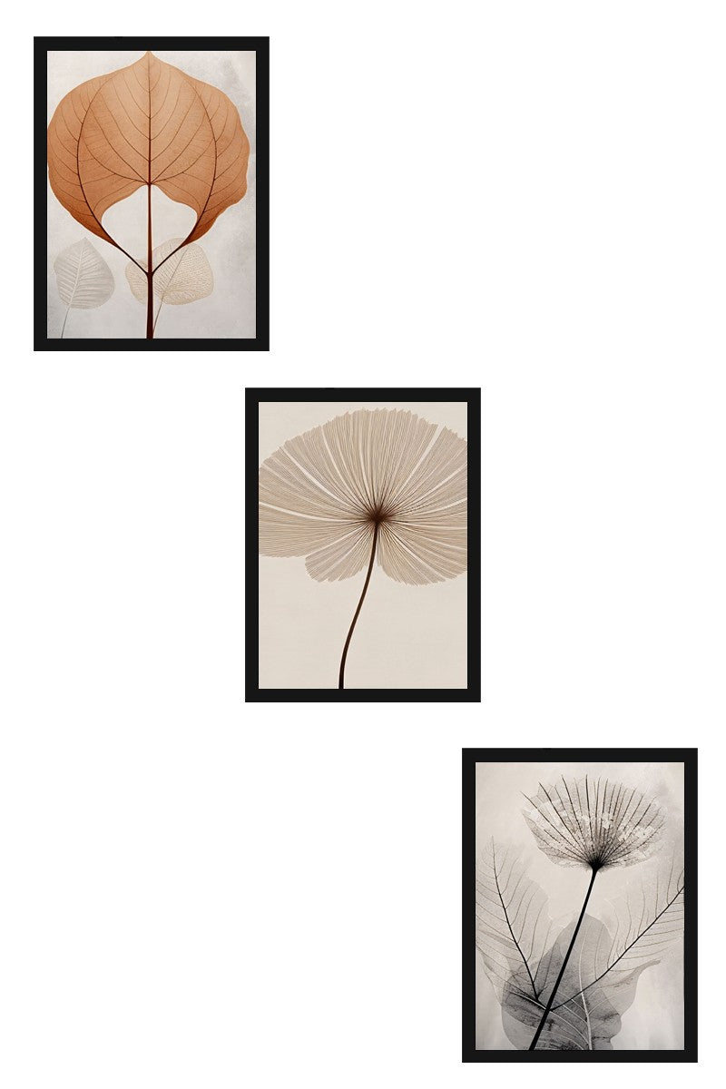 Quadro Decorativo MDF Emoldurado Multicolor 30x40cm - Conjunto 3 Peças Madeira Maciça