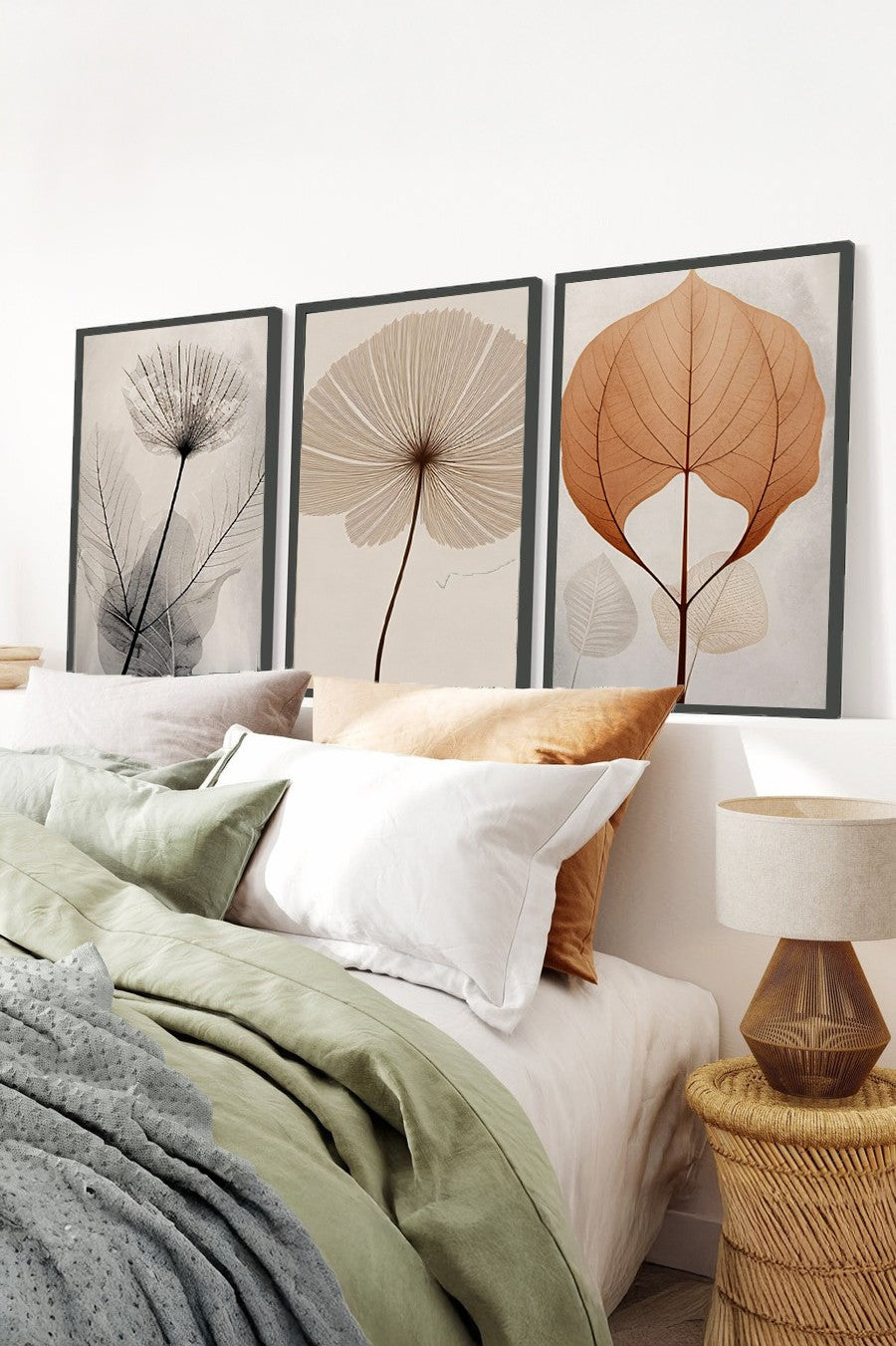 Quadro Decorativo MDF Emoldurado Multicolor 50x70cm - Conjunto 3 Peças Madeira Maciça