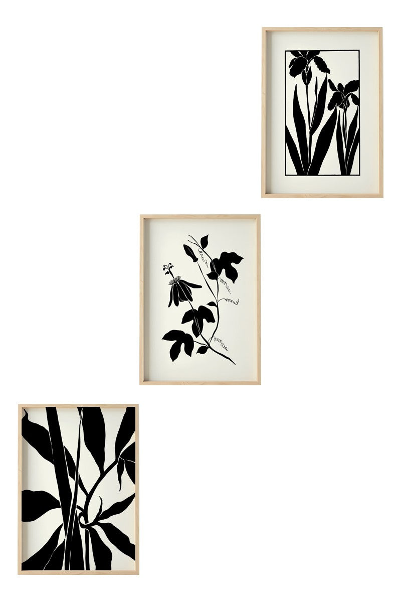 Quadro Tríptico Huhu482 30 x 40 cm (3 Peças) — Multicolor, MDF 3 mm com Moldura em Madeira Maciça 2,5 cm