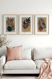 Quadro Decorativo MDF Emoldurado Multicolor 3 Peças 35x50cm - Moldura Madeira Maciça