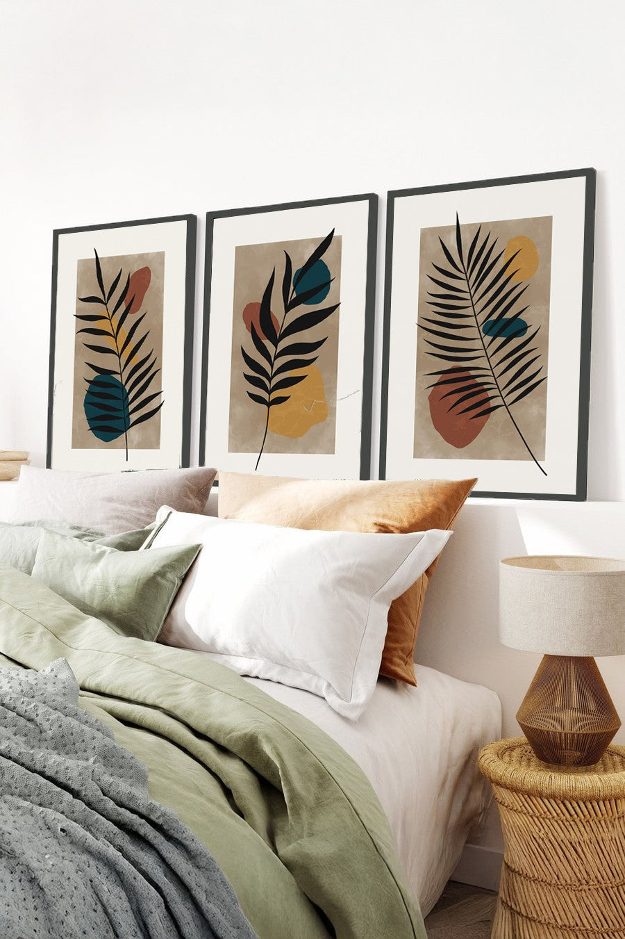 Quadro Decorativo MDF Emoldurado Multicolor 20x30cm - Conjunto 3 Peças Madeira Maciça