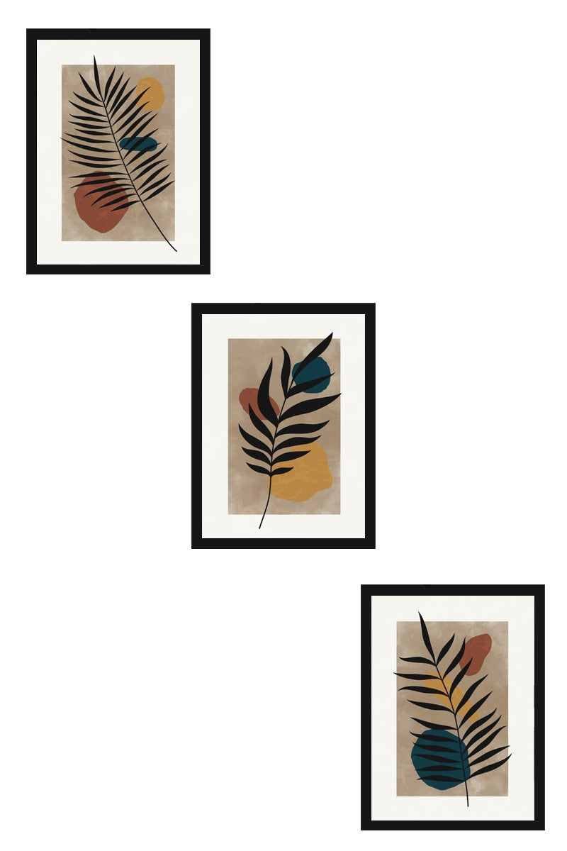 Quadro Decorativo MDF Emoldurado Multicolor 20x30cm - Conjunto 3 Peças Madeira Maciça