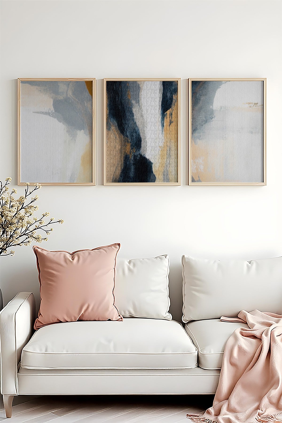 Quadro Decorativo MDF Emoldurado Multicolor 20x30cm - Conjunto 3 Peças Madeira Maciça