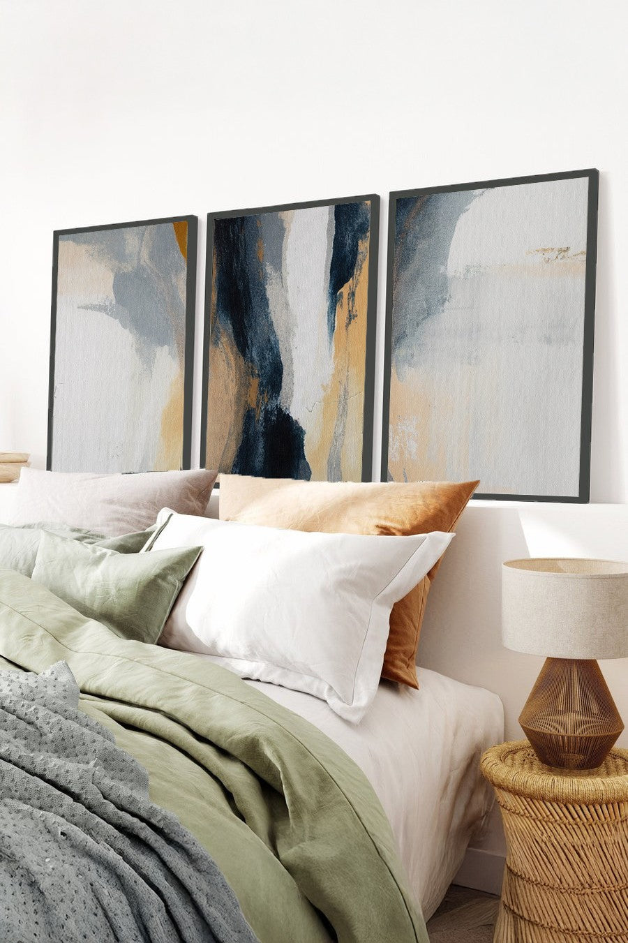 Quadro Decorativo MDF Emoldurado Multicolor 20x30cm - Conjunto 3 Peças Madeira Maciça