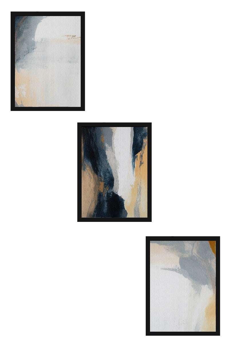 Quadro Decorativo MDF Emoldurado Multicolor 20x30cm - Conjunto 3 Peças Madeira Maciça