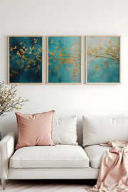 Conjunto de 3 Quadros Decorativos em MDF com Moldura de Madeira Maciça — Huhu485 30x40 cm, Multicolor