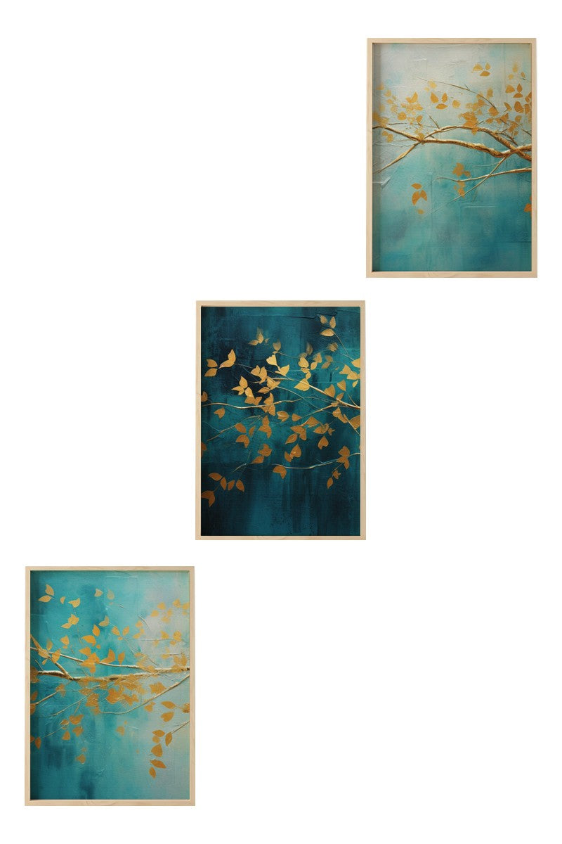 Conjunto de 3 Quadros Decorativos em MDF com Moldura de Madeira Maciça — Huhu485 30x40 cm, Multicolor