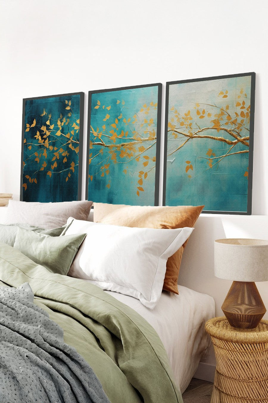 Quadro Decorativo MDF Emoldurado Multicolor 20x30cm - Conjunto 3 Peças Madeira Maciça