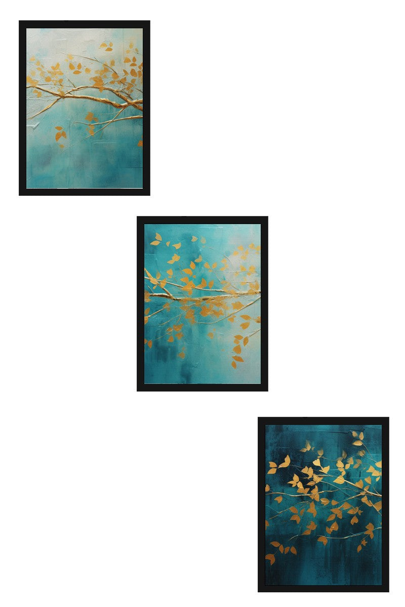 Quadro Decorativo MDF Emoldurado Multicolor 20x30cm - Conjunto 3 Peças Madeira Maciça