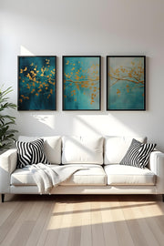 Quadro Decorativo MDF Emoldurado Multicolor 30x40cm - Conjunto 3 Peças Madeira Maciça