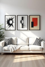 Quadro Decorativo MDF Emoldurado Multicolor 30x40cm - Conjunto 3 Peças Madeira Maciça