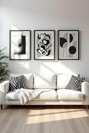 Quadro Decorativo MDF Emoldurado Multicolor 50x35cm - Conjunto 3 Peças Madeira Maciça