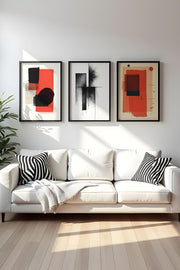 Quadro Decorativo MDF Emoldurado Multicolor 30x40cm - Conjunto 3 Peças Madeira Maciça