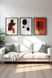 Quadro Decorativo MDF Emoldurado Multicolor 30x40cm - Conjunto 3 Peças Madeira Maciça