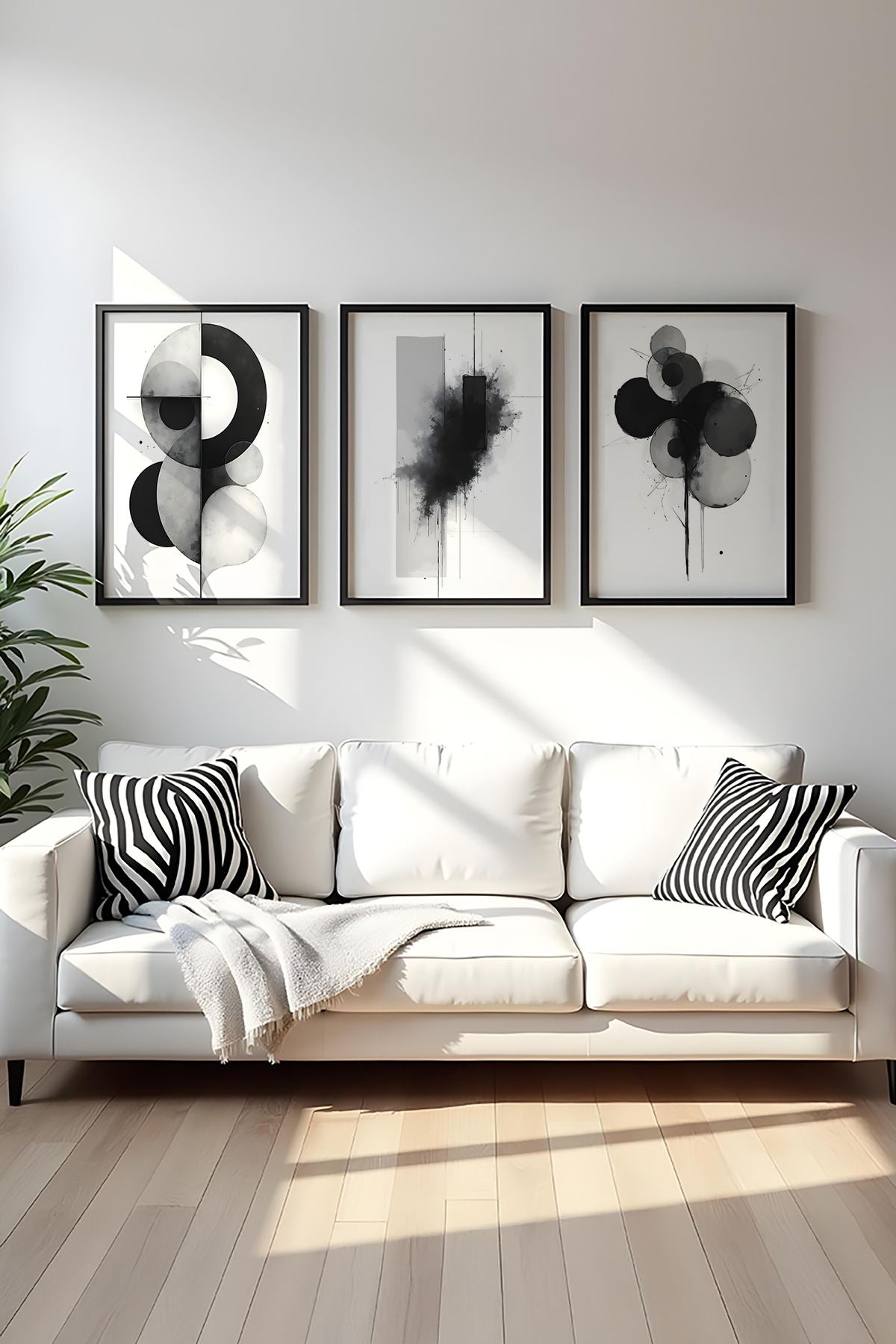 Quadro Decorativo MDF Emoldurado Multicolor 20x30cm - Conjunto 3 Peças Madeira Maciça