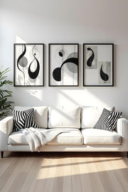 Quadro Decorativo MDF Emoldurado Multicolor 50x70cm - Conjunto 3 Peças Madeira Maciça