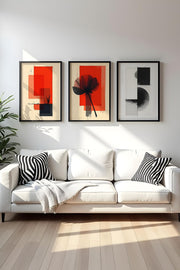 Quadro Decorativo MDF Emoldurado Multicolor 50x35cm - Conjunto 3 Peças Madeira Maciça