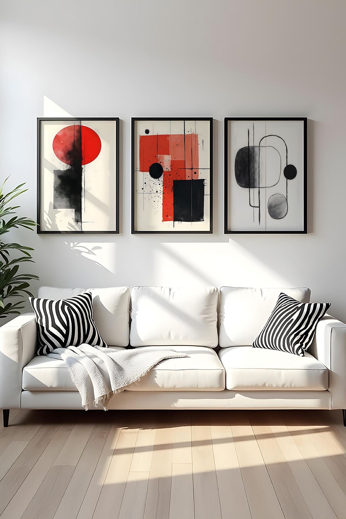 Conjunto de 3 Quadros Decorativos MDF Emoldurados 30x40cm - Multicolor com Moldura de Madeira Maciça