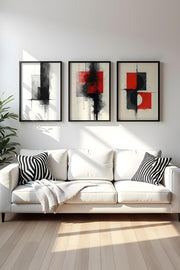 Quadro Decorativo MDF Emoldurado Multicolor 20x30cm - Conjunto 3 Peças Madeira Maciça