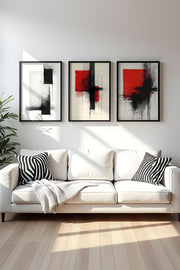 Quadro Decorativo 3 Peças 50x70 cm – Multicolor – MDF 3 mm com Moldura em Madeira Maciça 2 cm | Huhu442