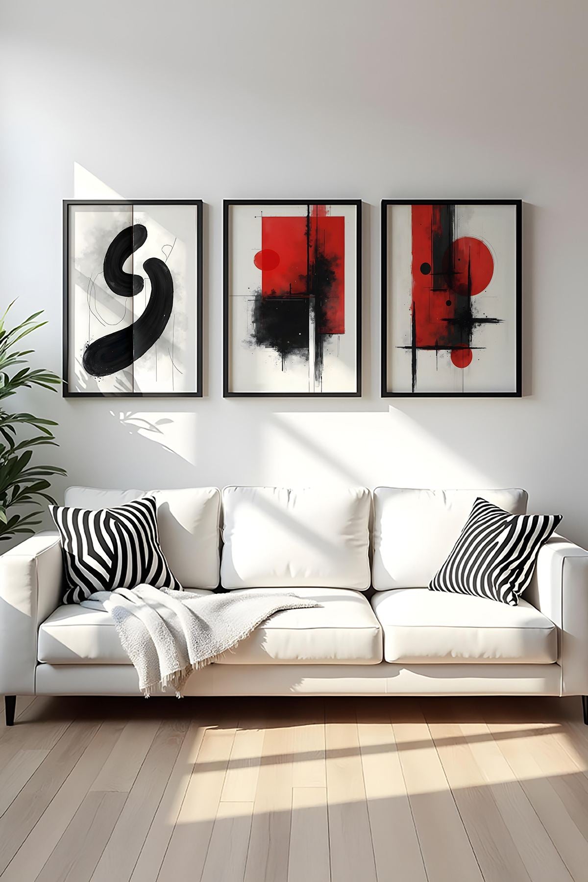 Quadro Decorativo MDF Emoldurado Multicolor 20x30cm - Conjunto 3 Peças Madeira Maciça