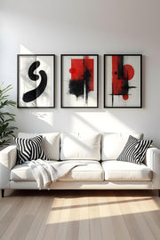 Quadro Decorativo MDF Emoldurado Multicolor 50x70cm - Conjunto 3 Peças Madeira Maciça