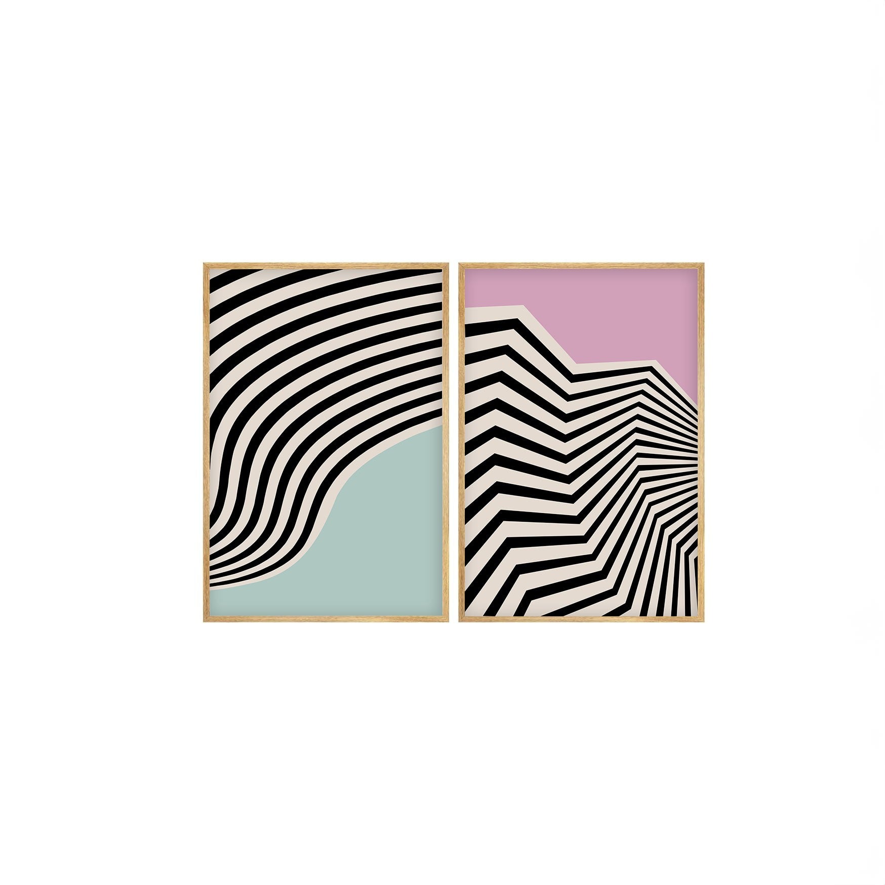 Quadro Decorativo MDF Emoldurado Multicolor Huhu243 - 2 Peças 50x35cm Madeira Maciça