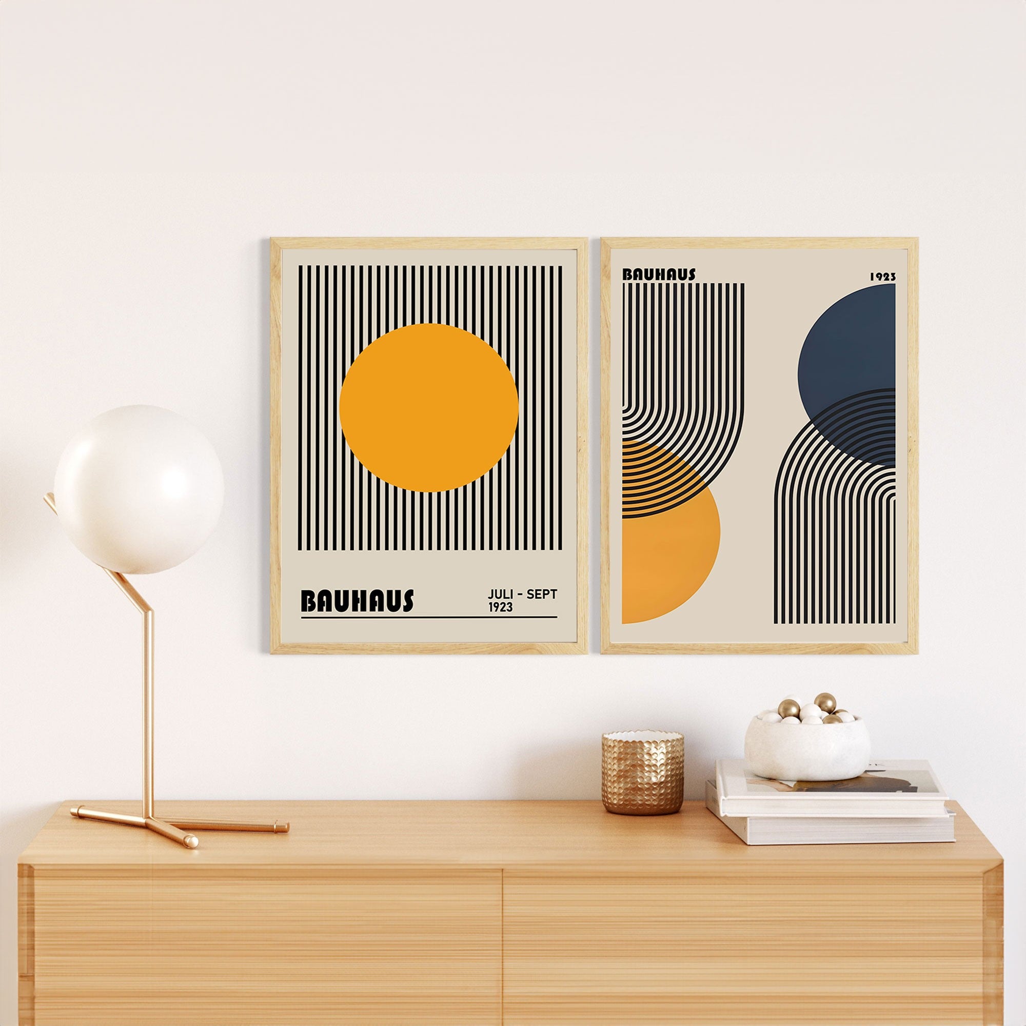 Conjunto de 2 Quadros Decorativos MDF Emoldurados 30x40cm - Multicolor com Moldura de Madeira Maciça