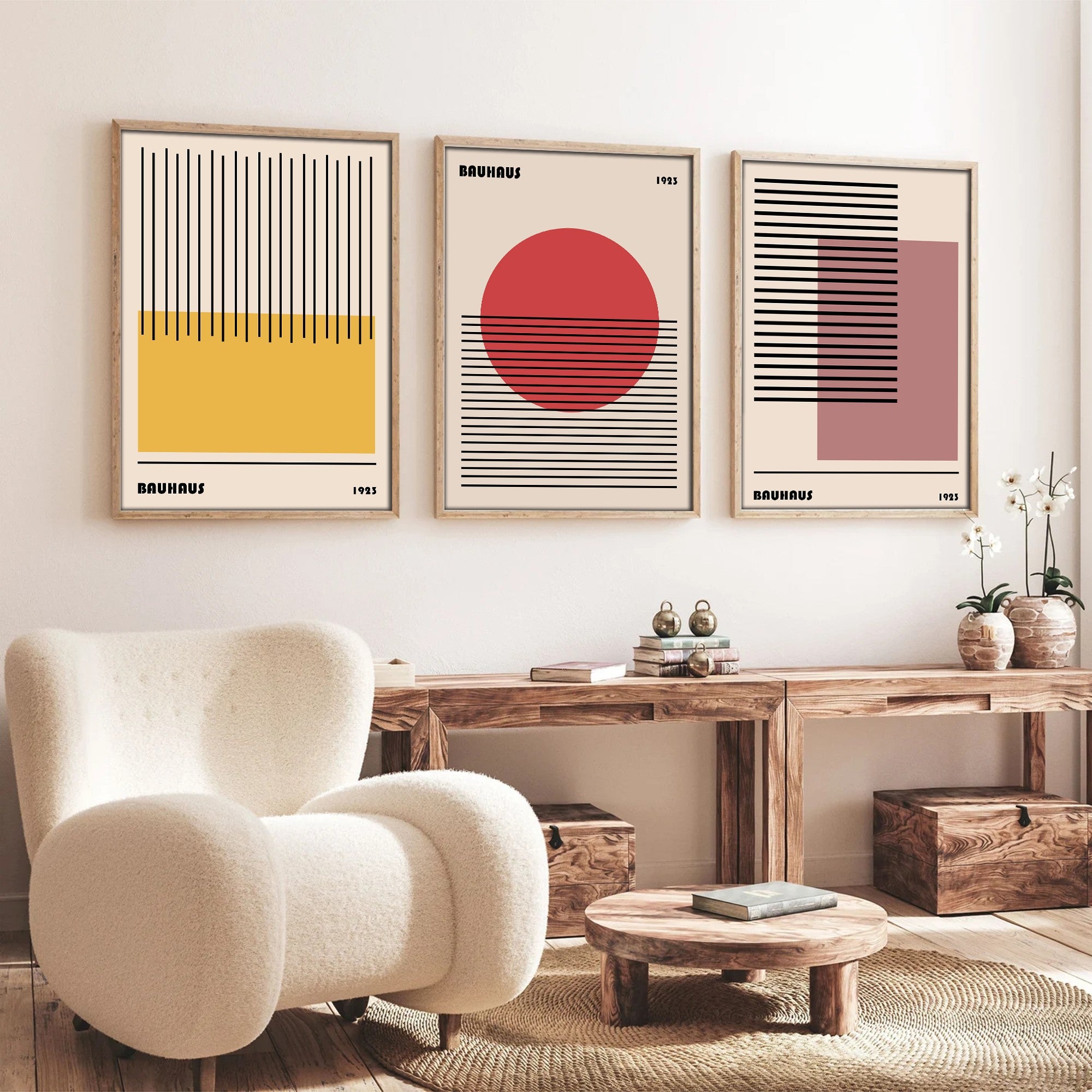 Conjunto de Pinturas emolduradas – 50 x 70 cm – MDF e madeira maciça