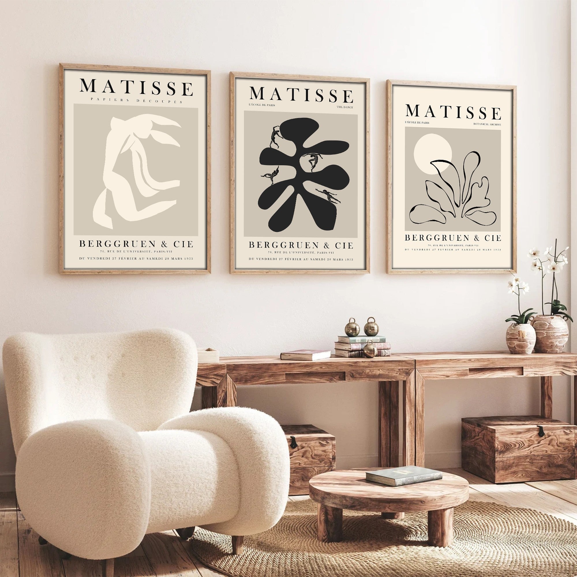 Quadro Decorativo MDF Emoldurado Multicolor Huhu252 - 3 Peças 50x35cm Madeira Maciça