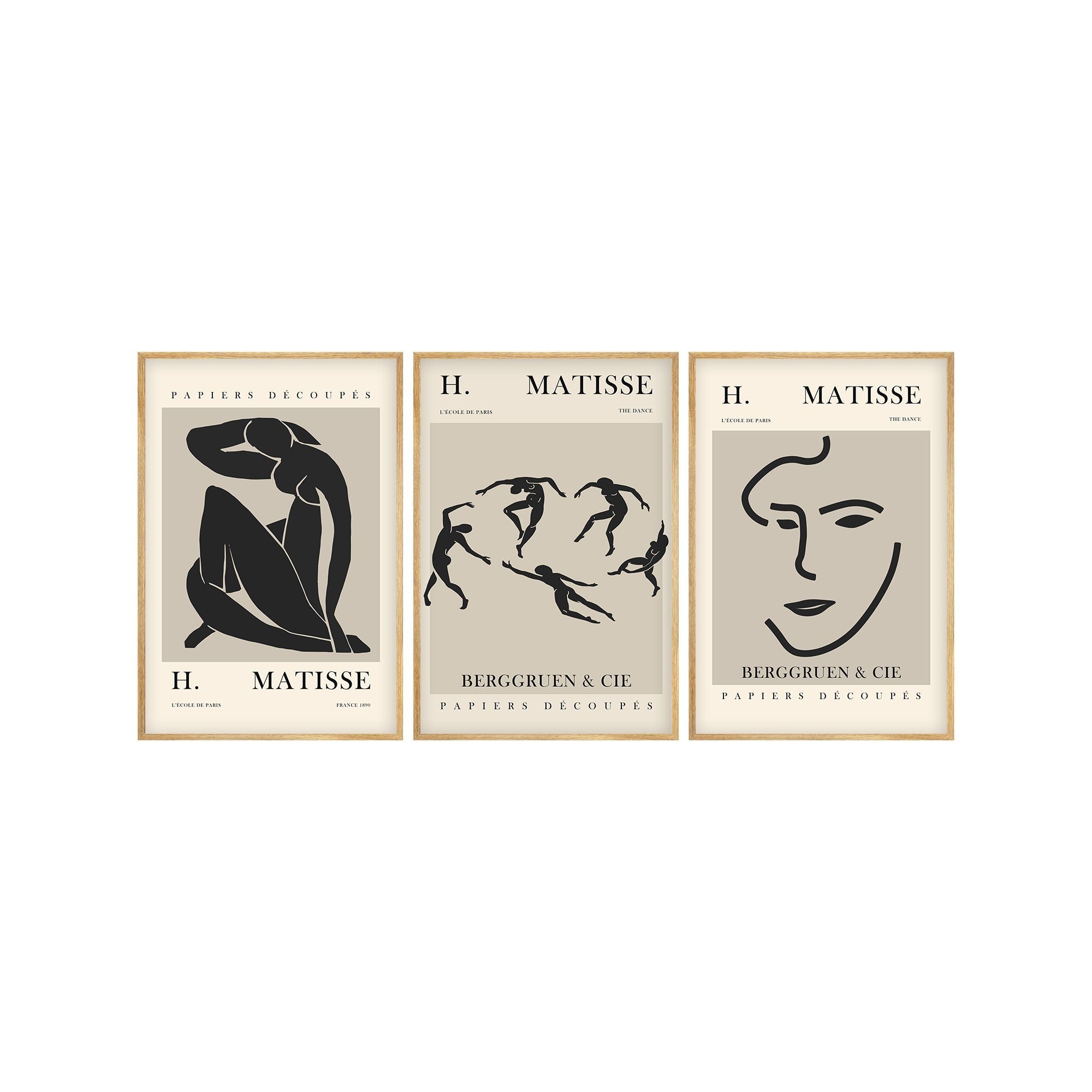 Conjunto de Quadros Huhu255 50x70 cm (3 Peças) – Multicolor, MDF 3 mm com Moldura em Madeira Maciça 2 cm