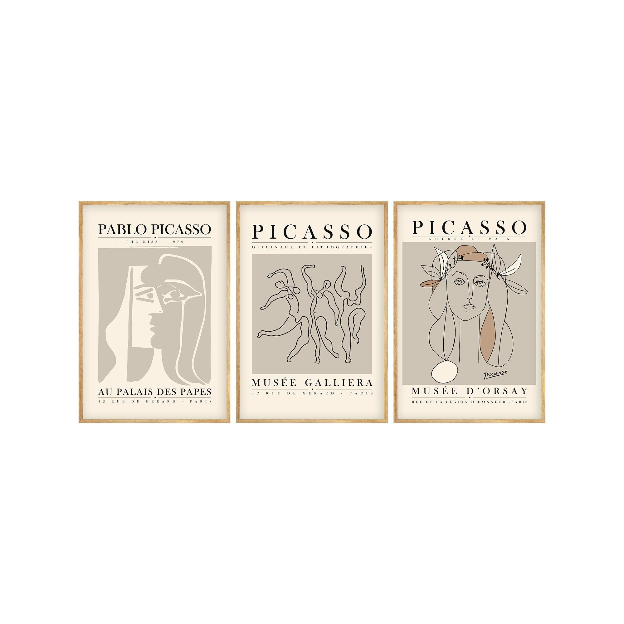 Quadro Decorativo MDF Emoldurado Huhu256 Multicolor 50x35cm - 3 Peças em Madeira Maciça