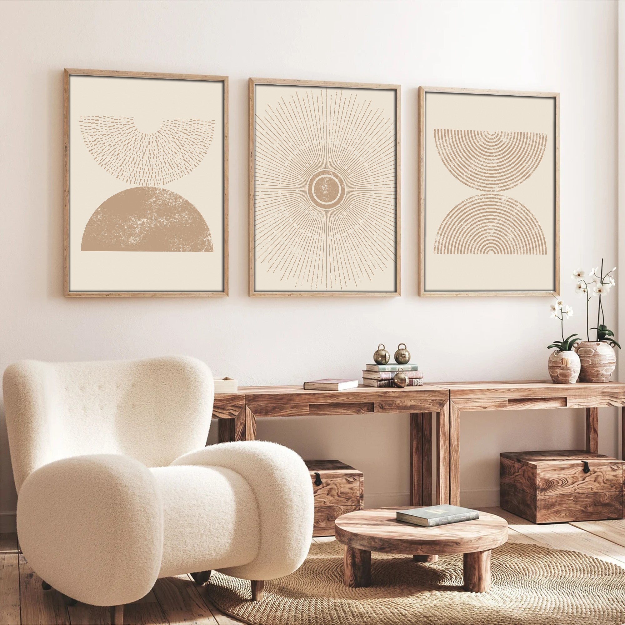 Quadro Decorativo MDF Emoldurado Multicolor 20x30cm - Conjunto 3 Peças Madeira Maciça