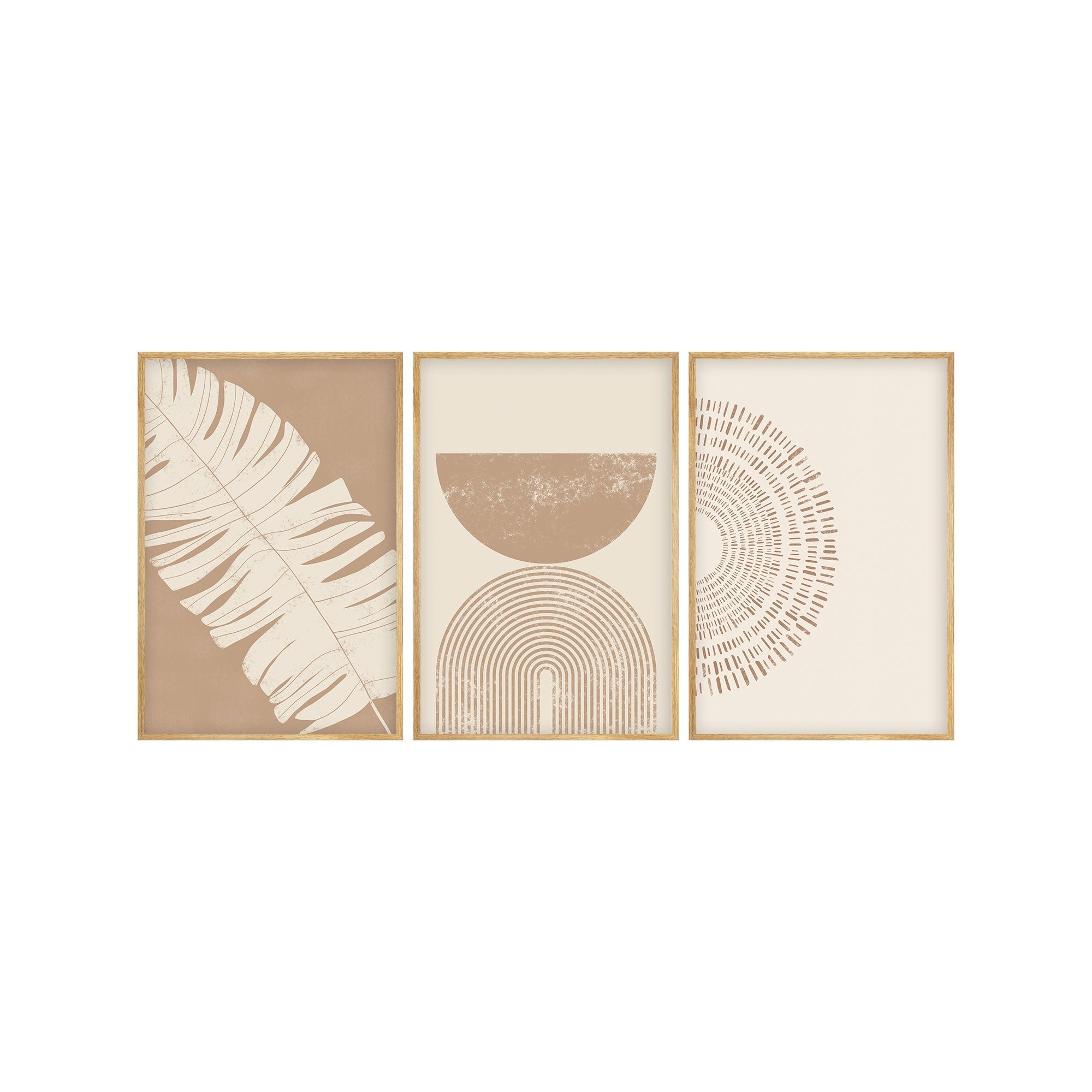 Quadro Decorativo MDF Emoldurado Multicolor Huhu259 - 3 Peças 50x35cm Madeira Maciça