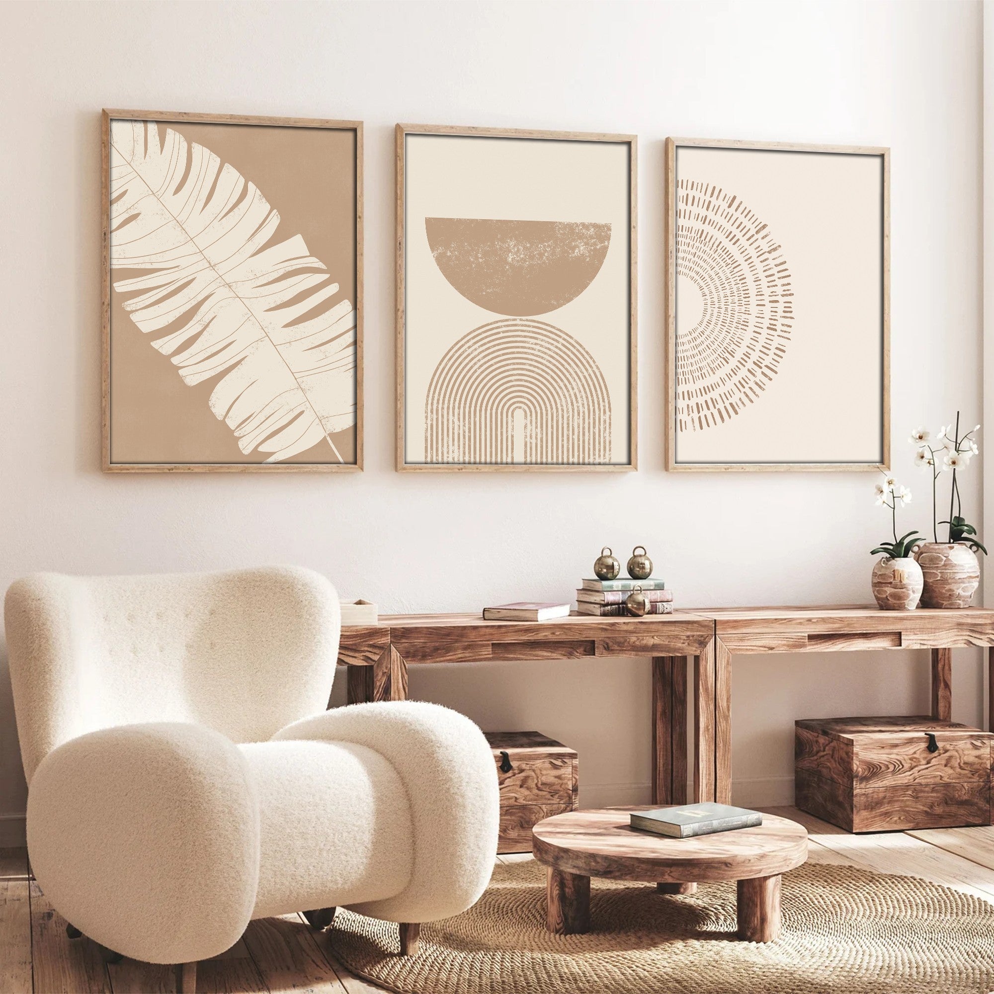 Conjunto de Pinturas emolduradas – 50 x 70 cm – MDF e Madeira Sólida