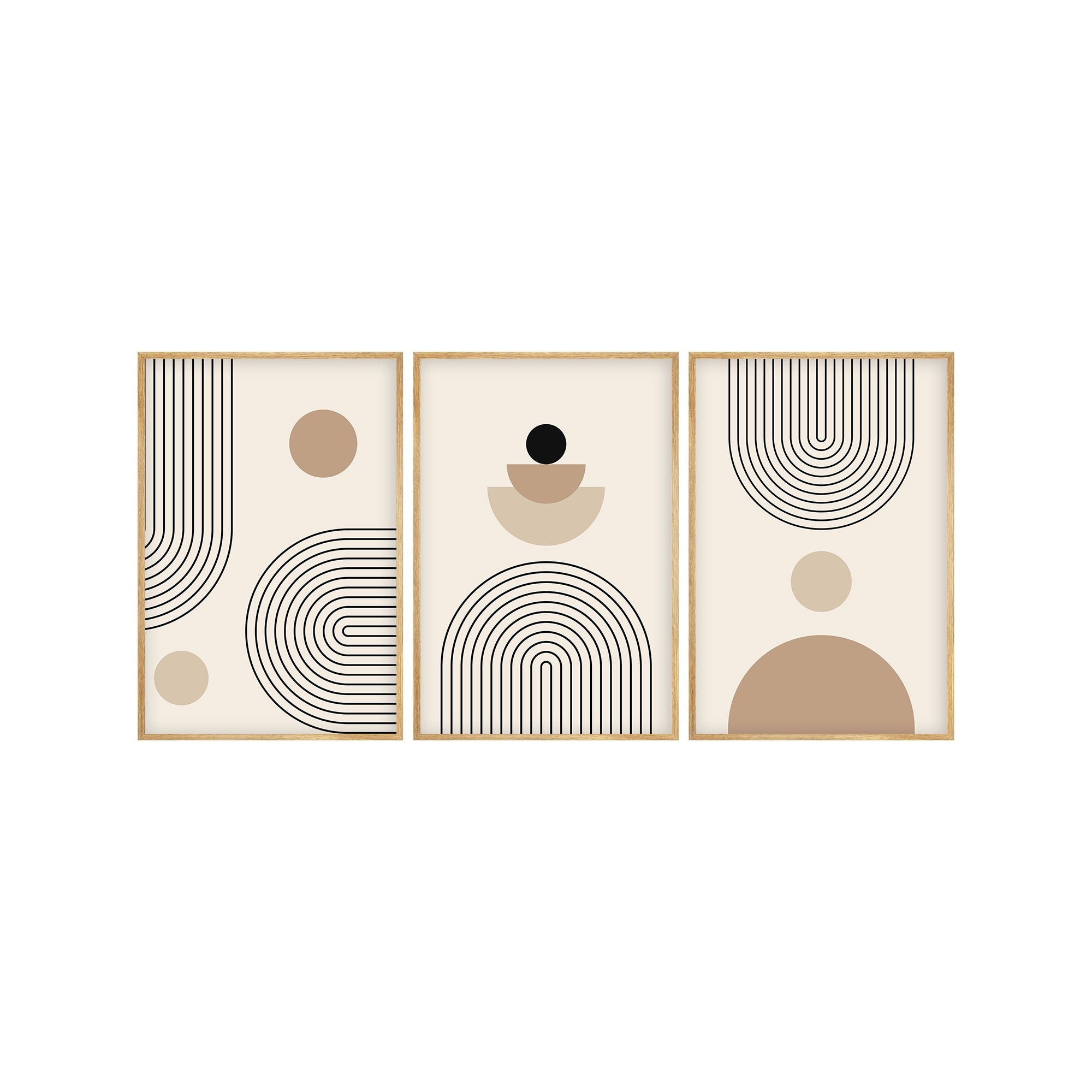 Quadro Decorativo MDF Emoldurado Multicolor 30x40cm - Conjunto 3 Peças Madeira Maciça