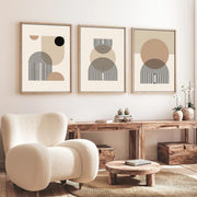 Quadro Decorativo MDF Emoldurado Multicolor 50x35cm - Conjunto 3 Peças Madeira Maciça