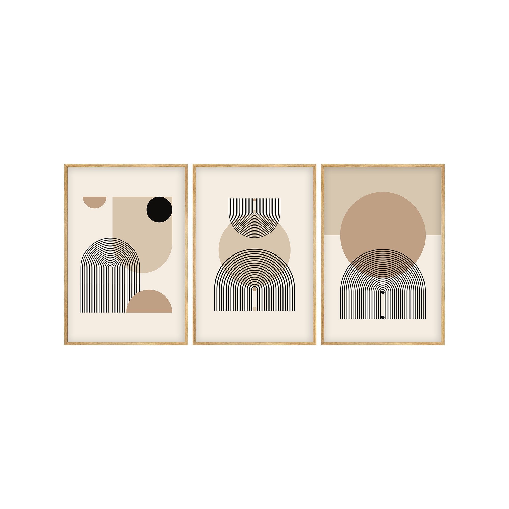 Quadro Decorativo MDF Emoldurado Multicolor 50x35cm - Conjunto 3 Peças Madeira Maciça