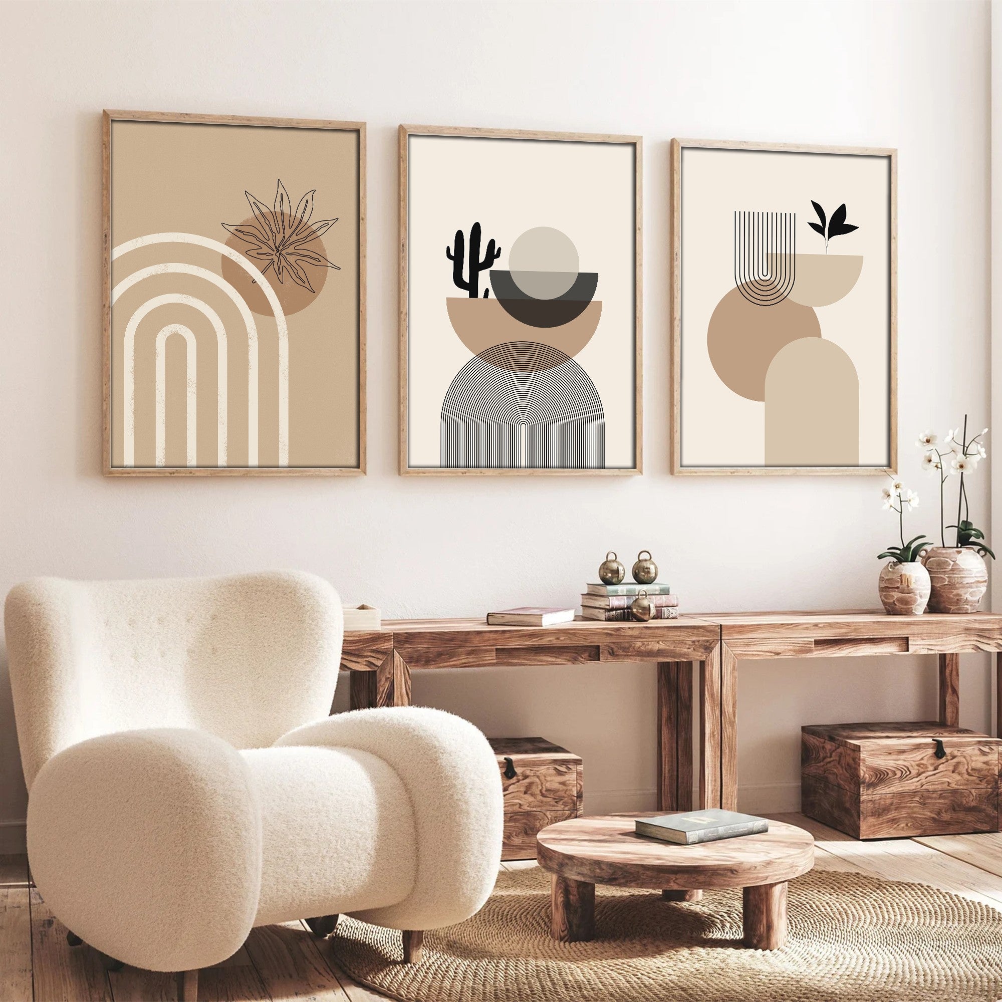 Conjunto de Pinturas emolduradas – 50 x 70 cm – MDF e Madeira Sólida