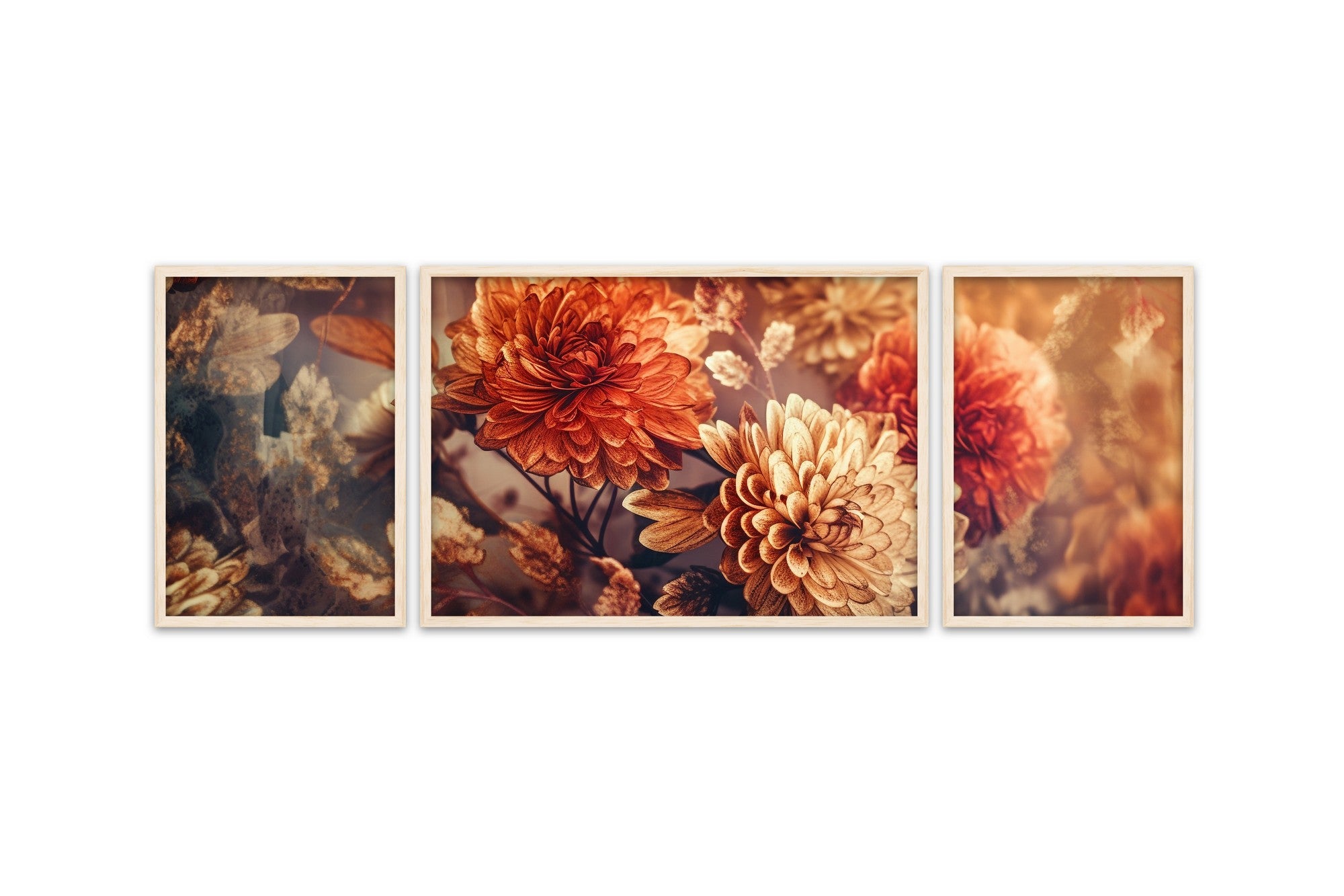 Quadro Decorativo MDF Emoldurado Multicolor Huhu308 - 3 Peças (50x35cm + 50x70cm) - Moldura Madeira Maciça