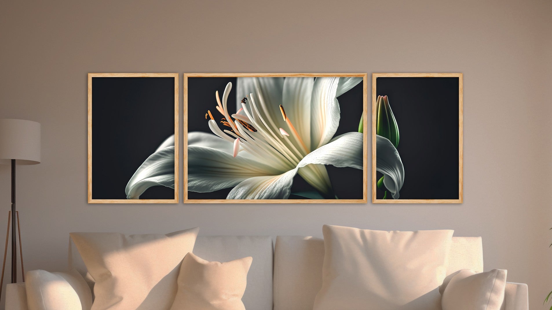 Quadro Decorativo MDF Emoldurado Multicolor Huhu309 - 3 Peças (50x140cm) - Moldura Madeira Maciça