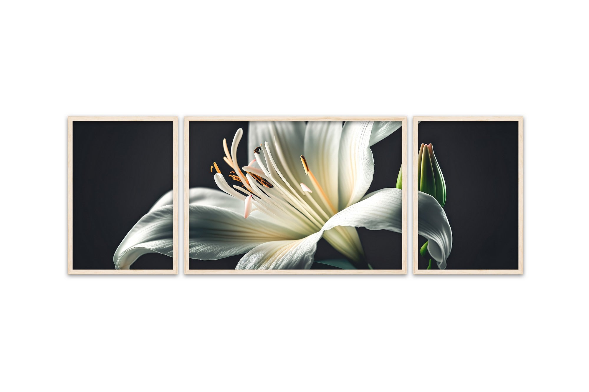 Quadro Decorativo MDF Emoldurado Multicolor Huhu309 - 3 Peças (50x140cm) - Moldura Madeira Maciça