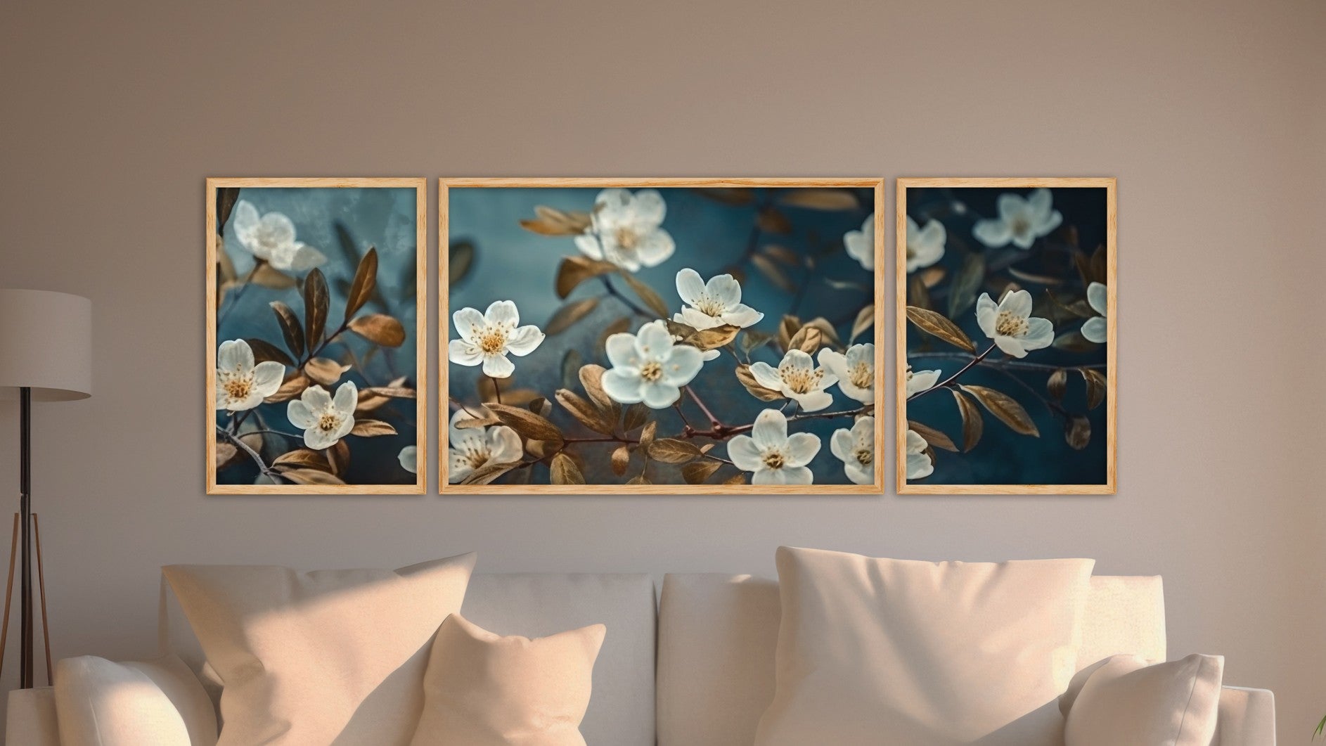 Quadro Decorativo MDF Emoldurado Multicolor Huhu312 - 3 Peças (50x140cm) - Moldura Madeira Maciça