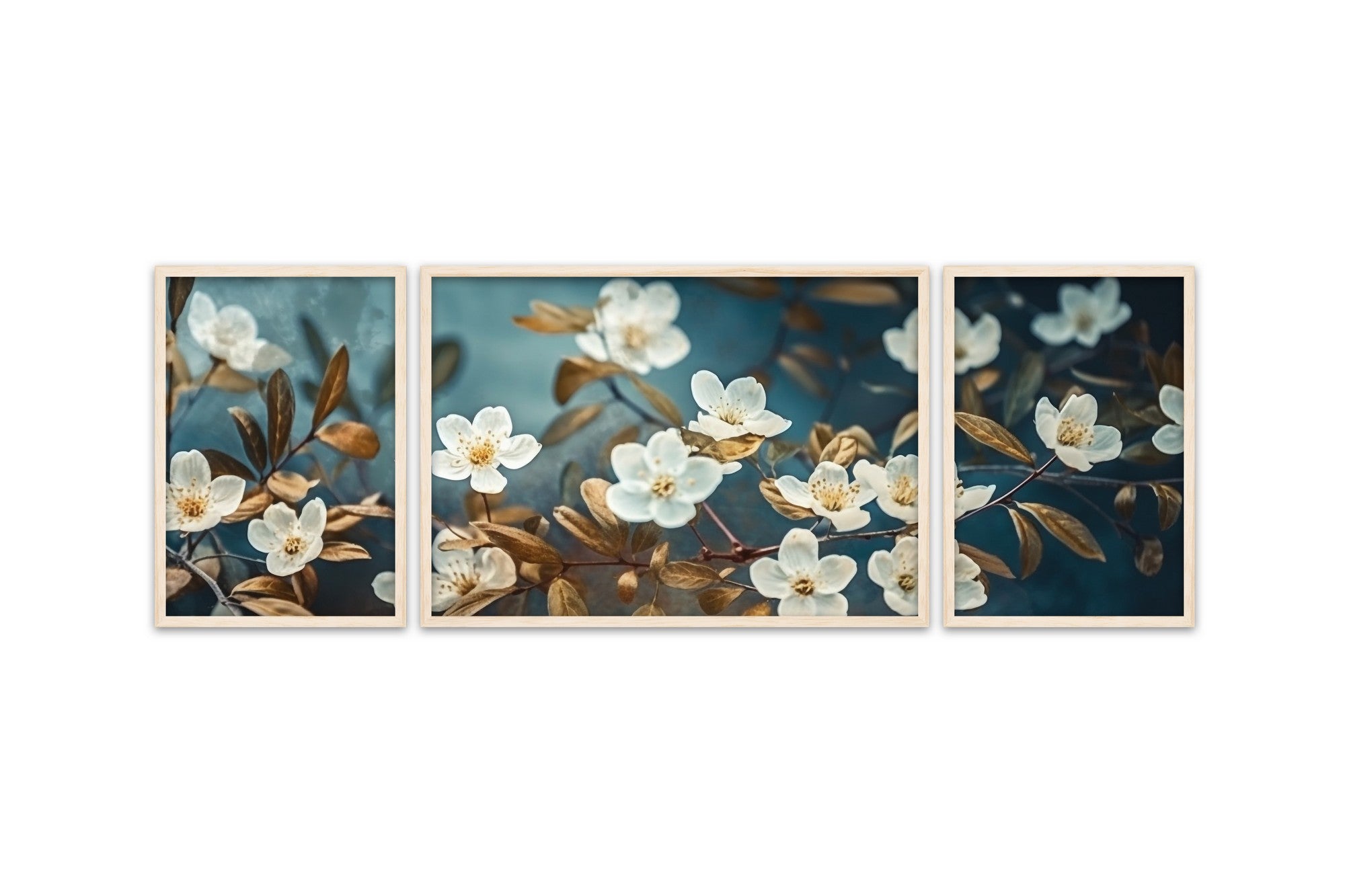 Quadro Decorativo MDF Emoldurado Multicolor Huhu312 - 3 Peças (50x140cm) - Moldura Madeira Maciça