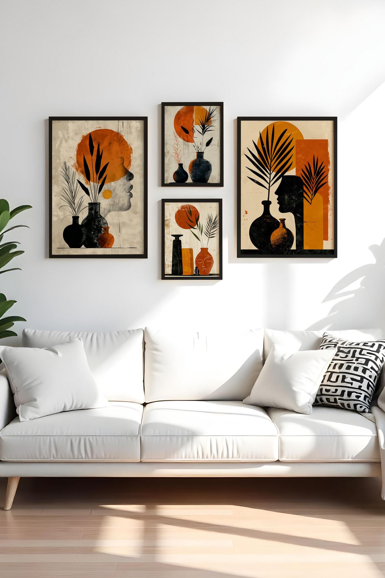 Conjunto Decorativo de 4 Quadros MDF Emoldurados Multicolor - Transforme o Seu Espaço com Arte Elegante