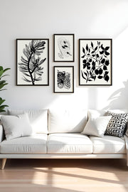 Conjunto Decorativo de 4 Quadros MDF Multicolor com Moldura de Madeira Maciça - Huhu446-S