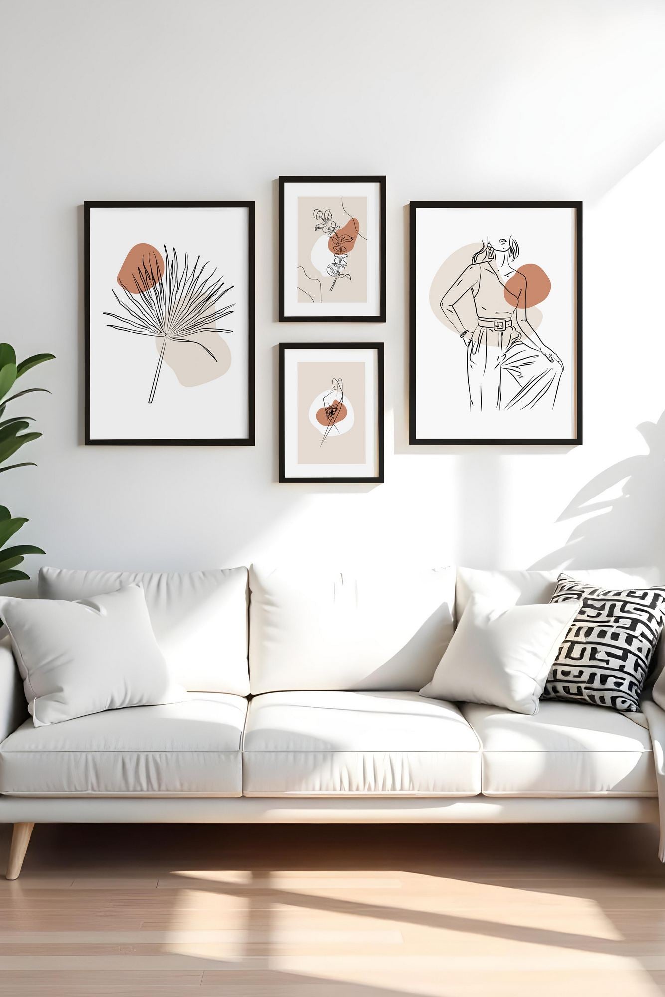 Conjunto de 4 Quadros Decorativos MDF Emoldurados Multicolor - Madeira Maciça 30x40cm e 50x70cm