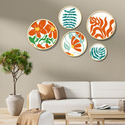 Conjunto Decorativo de 5 Quadros MDF Multicolor Yats-01 - Madeira Maciça com Moldura