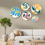 Yats-02 Conjunto de Quadros Decorativos em MDF com Moldura de Madeira Maciça, Multicolor (5 Peças) – Ref. 693BSE6102